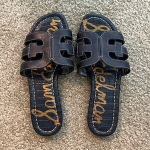 Sam Edelman Bay Slides Navy, Size 5, Like New
